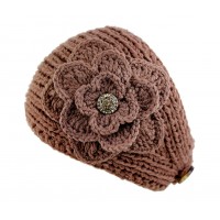 Headwraps / Neck Warmer : Crochet w/ Rhinestone Button - Camel Color- HB-15-1ST-CA