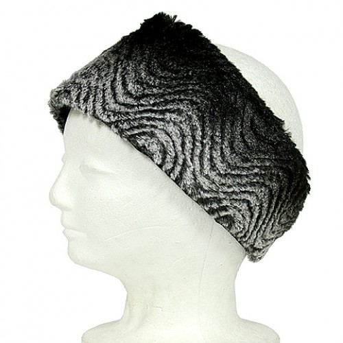 Headwraps - Faux Fur Wavy Print - Gray - HB-FWH-GY
