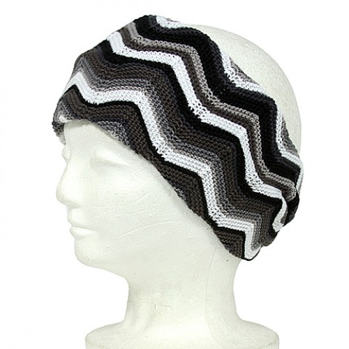 Headwraps:  Knitted Zigzag Print - Gray - HB-YJ73GY