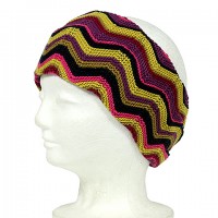 Headwraps:  Knitted Zigzag Print - Hot Pink - HB-YJ73HPK