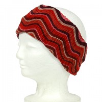 Headwraps:  Knitted Zigzag Print - Red - HB-YJ73RD