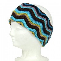 Headwraps:  Knitted Zigzag Print - Turquoise - HB-YJ73TQ