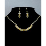 Necklace & Earrings Set: Brass Tone Carving Balls + Crystal Rings - NE-PNE1473BRW