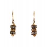 Necklace & Earrings Set: Brass Tone Carving Balls + Crystal Rings - NE-PNE1473BRW