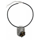 Imitation Hand Carved Charm w/ Leather Strap Necklace - NE-TBG815