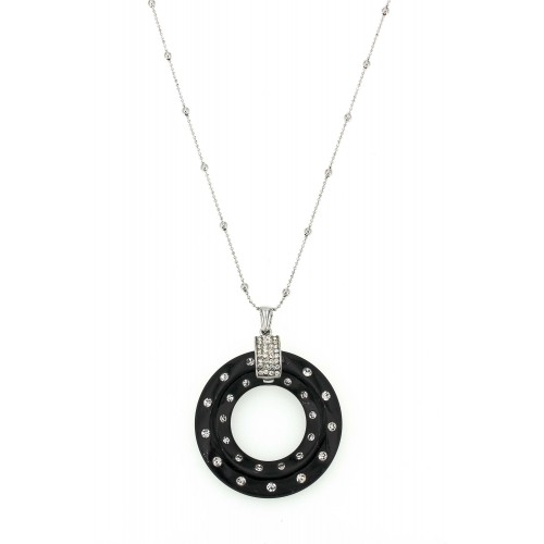 Jelly Look Loop Charm NE w/ Paved Crystals - Black - NE-AACN6308B