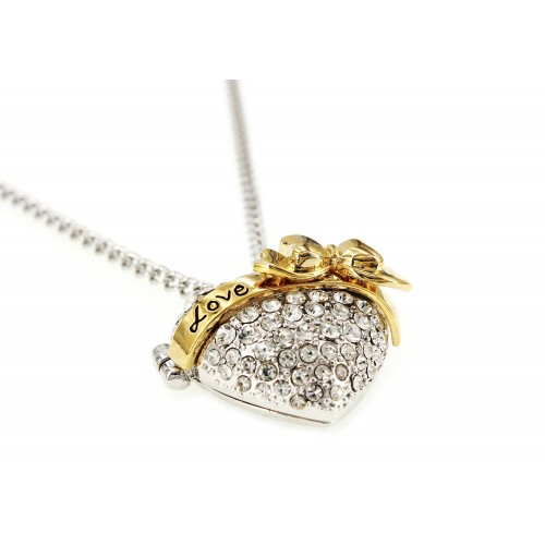 Swarovski Big Heart Pendant w/ Bow - Clear - NE-I04CL