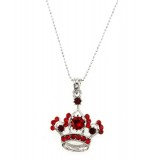 Crown Charm - Silver w/ Swarovski Crystals - Red - NE-N1394RD