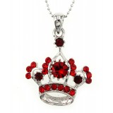 Crown Charm - Silver w/ Swarovski Crystals - Red - NE-N1394RD