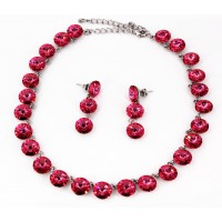 Gift Set - Swarovski Necklace & Earring Set - Pink - NE-E05PK