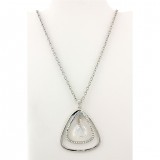 Geometry Necklaces - Dual Open Triangle w/ Dangling Crystal - Black 14" - NE-12233BD