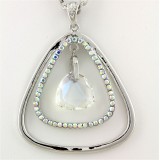 Geometry Necklaces - Dual Open Triangle w/ Dangling Crystal - AB 14" -NE-12233AB