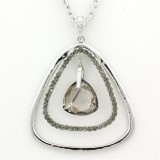 Geometry Necklaces - Dual Open Triangle w/ Dangling Crystal - Black 14" - NE-12233BD