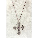 Cross Charm Necklace - Casting Silver w/ Black Stones - NE-ACQN1876E