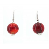 Multi Beads Necklace & Earring Set - Glass Ball w/ Red Beads - NE-ACS9856
