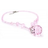 Pink Crystal Necklace w/ Crystal Pendant - NE-BAS028PK
