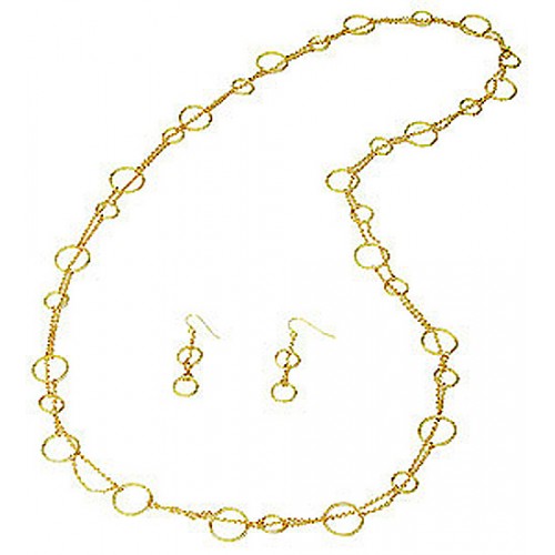 38" Long Gold Chain Multi Loops NE+ER Set - Gold - NE-CQN2257