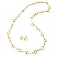 Gold Chain Multi Loop Necklace & Earring Set - NE-CQN2331-1