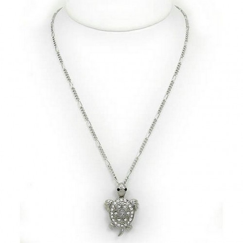 Animal - Turtle - Rhinestone Turtle Charms Necklaces - Clear - NE-JN4257CL