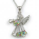 Rhinestone Angel Charms Necklaces - Multi- NE-JN4331MT
