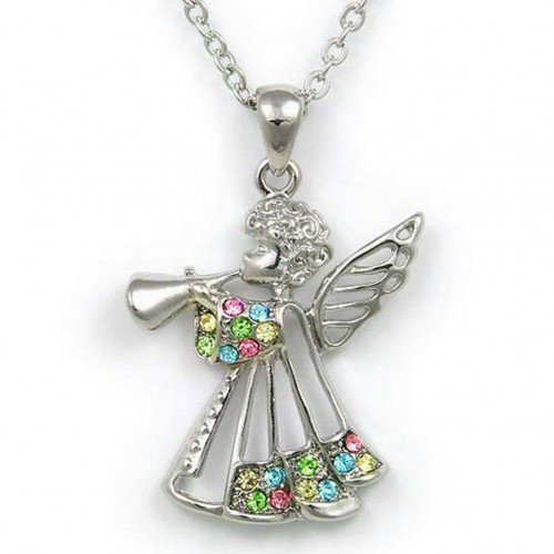 Rhinestone Angel Charms Necklaces - Multi- NE-JN4331MT