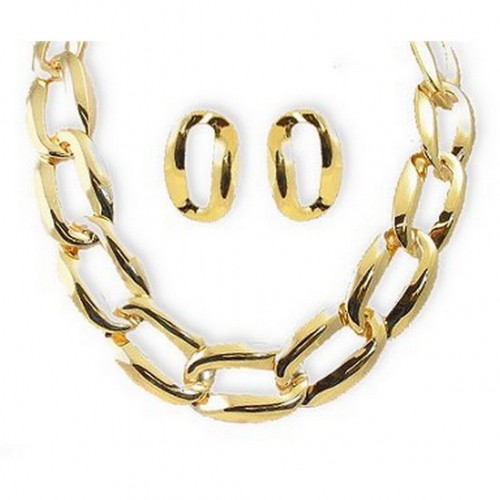 18" Link Necklace & Earrings Set - Gold - NE-MS3412G