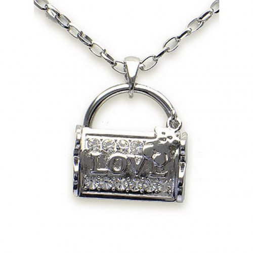 T-Bear Swarovski Crystal Charm w/ Clear Stone - Bag Shape - Clear - NE-N4882CL