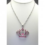 Swarovski Crystal Crown Charm - Pink -Made in Korea - Pink - NE-N4925PK Swarovski Crystal Crown Charm - Pink -Made in Korea - Pink - NE-N4925PK