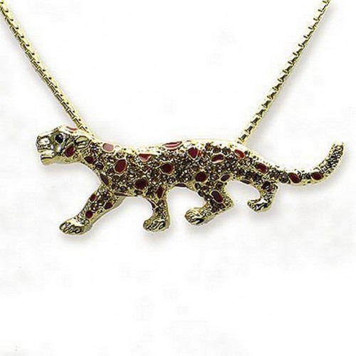 Swarovski Crystal Leopard - Gold Tone w/ Topaz Stones - Made in Korea - NE-N5021GDTP Swarovski Crystal Leopard - Gold Tone w/ Topaz Stones - Made in Korea - NE-N5021GDTP