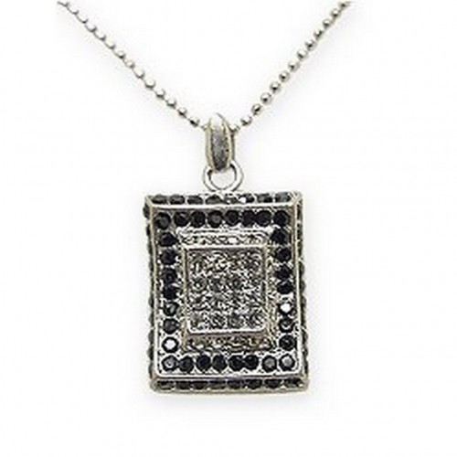 Rectangle Austrian Crystal Necklace - Black - NE-P1066BK Rectangle Austrian Crystal Necklace - Black - NE-P1066BK