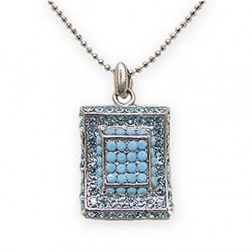 Rectangle Austrian Crystal Necklace - Tauquise - NE-P1066TQ Rectangle Austrian Crystal Necklace - Tauquise - NE-P1066TQ