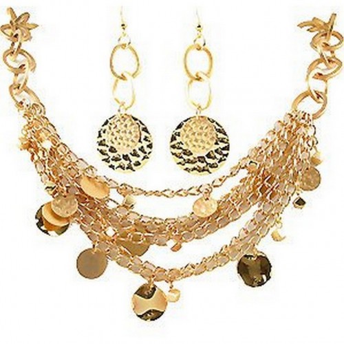 Multi Chain Gold Tone NE+ER Set - NE-WNE1000