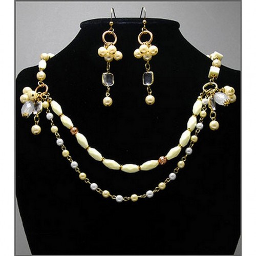 Pearl w/ Ivory Beaded NE+ER Set - NE-WNE494