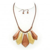 Necklace & Earrings Set: Geometric Pendant – 12” - NE-WNE658GDCH