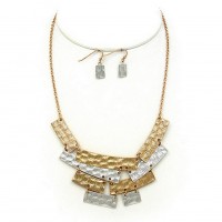 Necklace & Earrings Set: Geometric Pendant – 14” - NE-WNE679GDSL