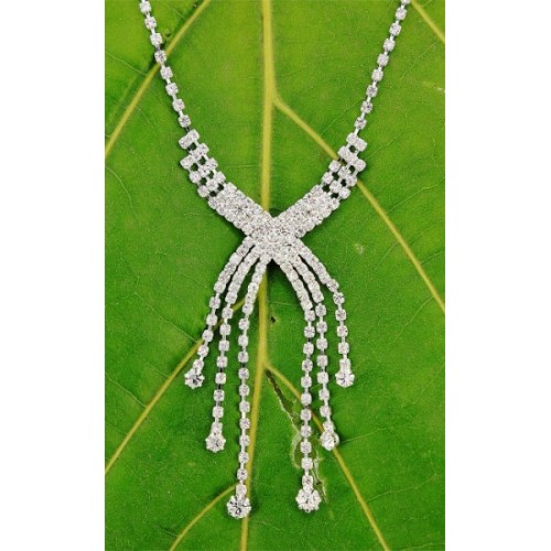 Rhinestone Vintage Necklace & Earrings Set - NE-10893