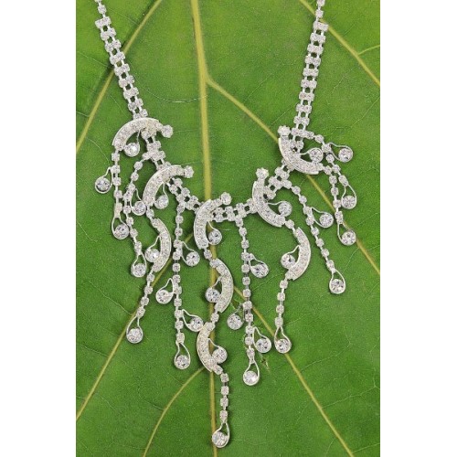Rhinestone Vintage Necklace & Earrings Set - NE-11951