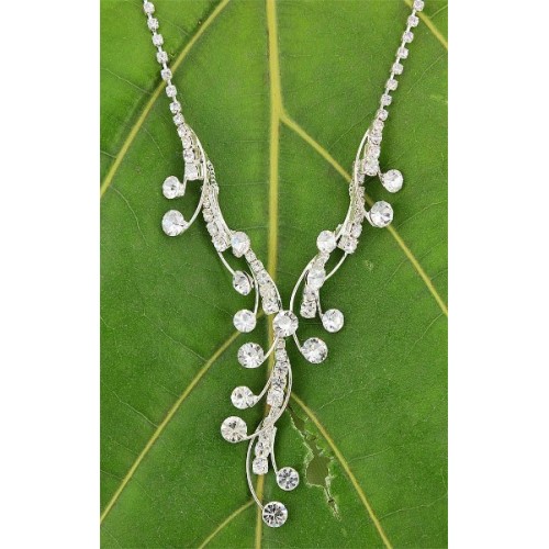 Rhinestone Vintage Necklace & Earrings Set - NE-2840CL