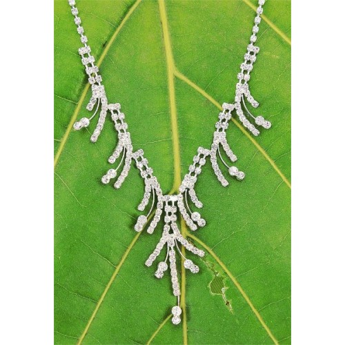 Rhinestone Vintage Necklace & Earrings Set - NE-3121CL