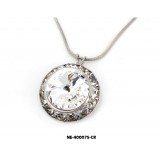 Rondelle Crystal Necklace & Post Earrings Set - Clear - NE-40007S-CR