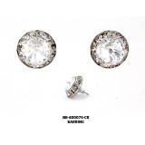 Rondelle Crystal Necklace & Post Earrings Set - Clear - NE-40007S-CR