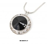 Rondelle Crystal Necklace & Post Earrings Set - Black -NE-40007S-JT