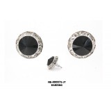 Rondelle Crystal Necklace & Post Earrings Set - Black -NE-40007S-JT