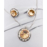 Rondelle Crystal Necklace & Post Earrings Set - Topez - NE-40007S-LCT