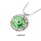 Rondelle Crystal Necklace & Post Earrings Set - Peridot - NE-40007S-PE