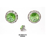 Rondelle Crystal Necklace & Post Earrings Set - Peridot - NE-40007S-PE