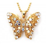 Animal - Butterfly - Two-Layer Butterfly Necklace - Gold - NE-N404GD