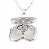 T-Bear Charm w/ Crystals Necklace - Rhodium Plating - Clear - NE-N4490CL