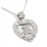 T-Bear Charm w/ Crystals Necklace - Rhodium Plating - Clear - NE-N4495CL