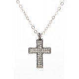 Rhinestone Cross Charm Necklace & Earring Set - NE-11574